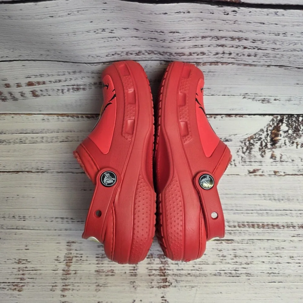 Crocs Juniors‎ Size 1 Red Elmo Face Slip On Plush Lined Clog Shoes Sesame Street
